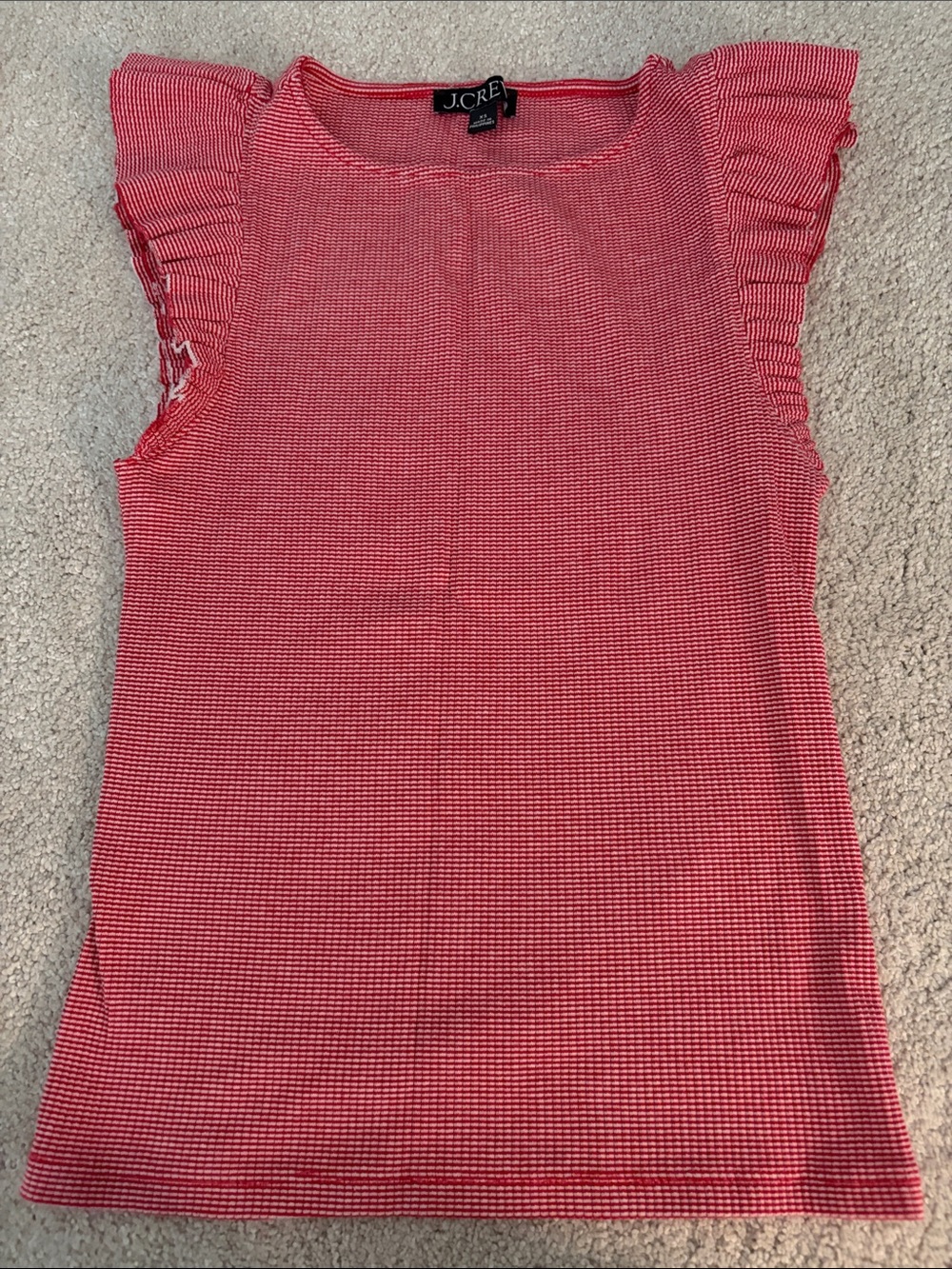 J. Crew Red Ruffle Sleeve Tank